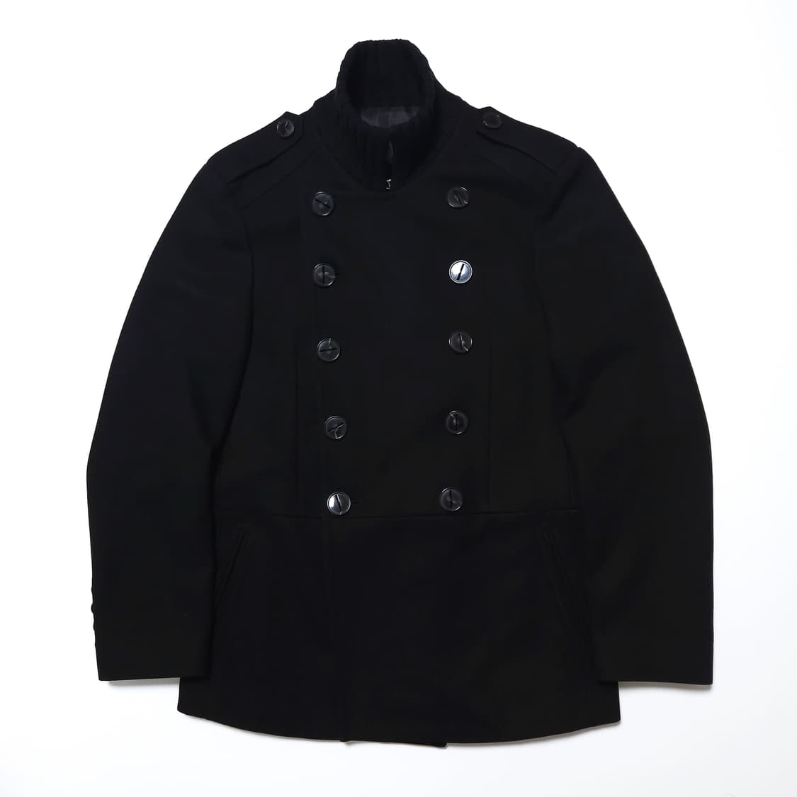 우영미 더블 브레스트 울 피코트 블랙 상품이미지2