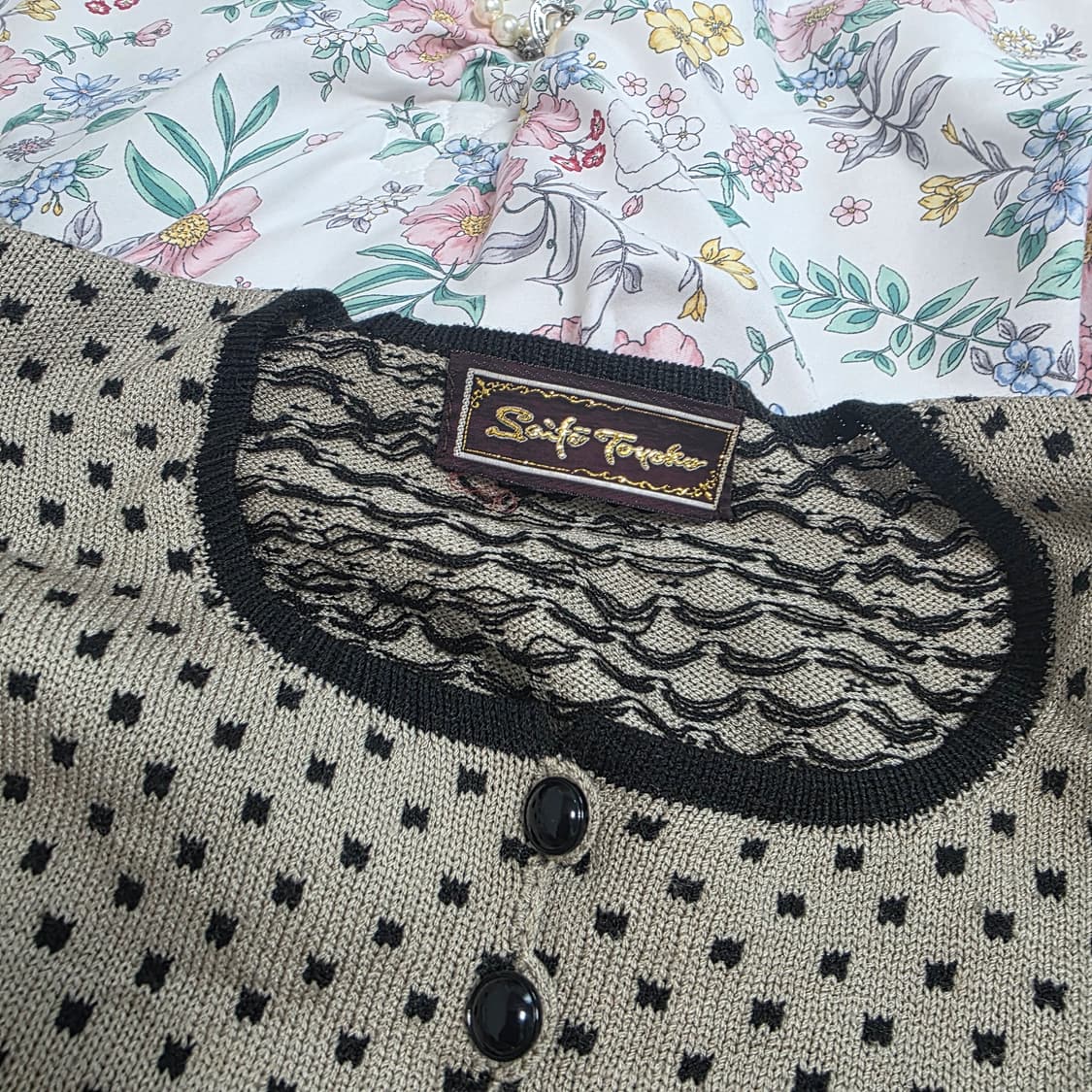 일본빈티지)로맨틱 히메초코라떼갸루st 아오이유우 하객룩 퍼프 니트 원피스 상품이미지4