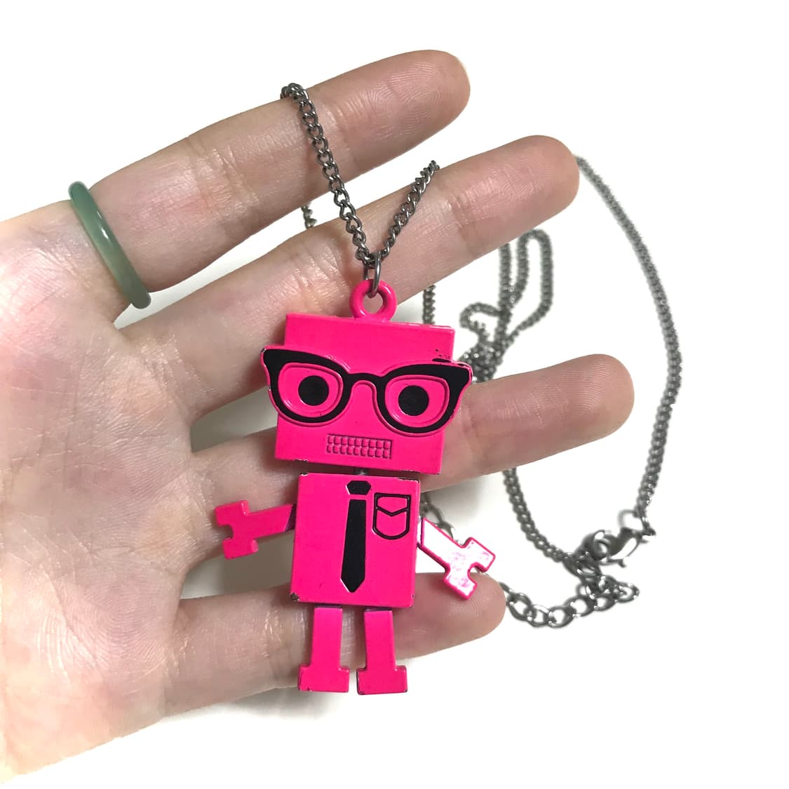 일본 빈티지 바보 안경 로봇 핫핑크 목걸이 갸루 펑크 y2k 버디버디 상품이미지3