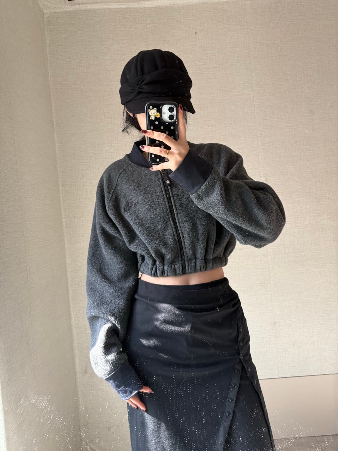 노페 그레이 후리스 반집업 상품이미지3