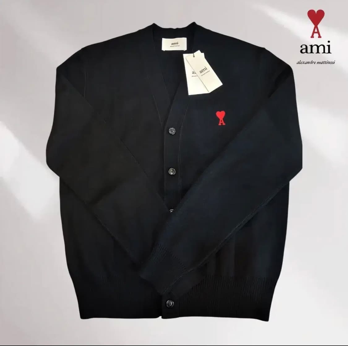 🔥[새상품/QR정품]🔥 아미 스몰로고 울 가디건 ( 블랙 ) 상품이미지1