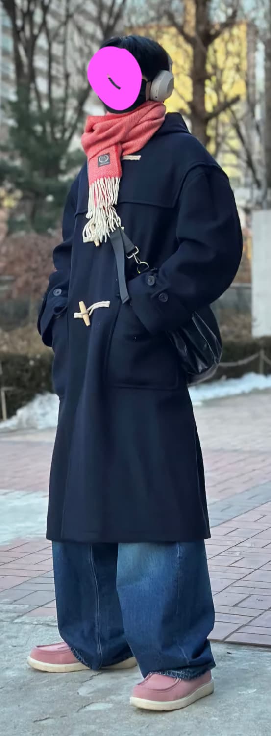 무신사 스탠다드 울 블렌드 엑스트라 오버사이즈 더풀 코트 네이비 상품이미지1