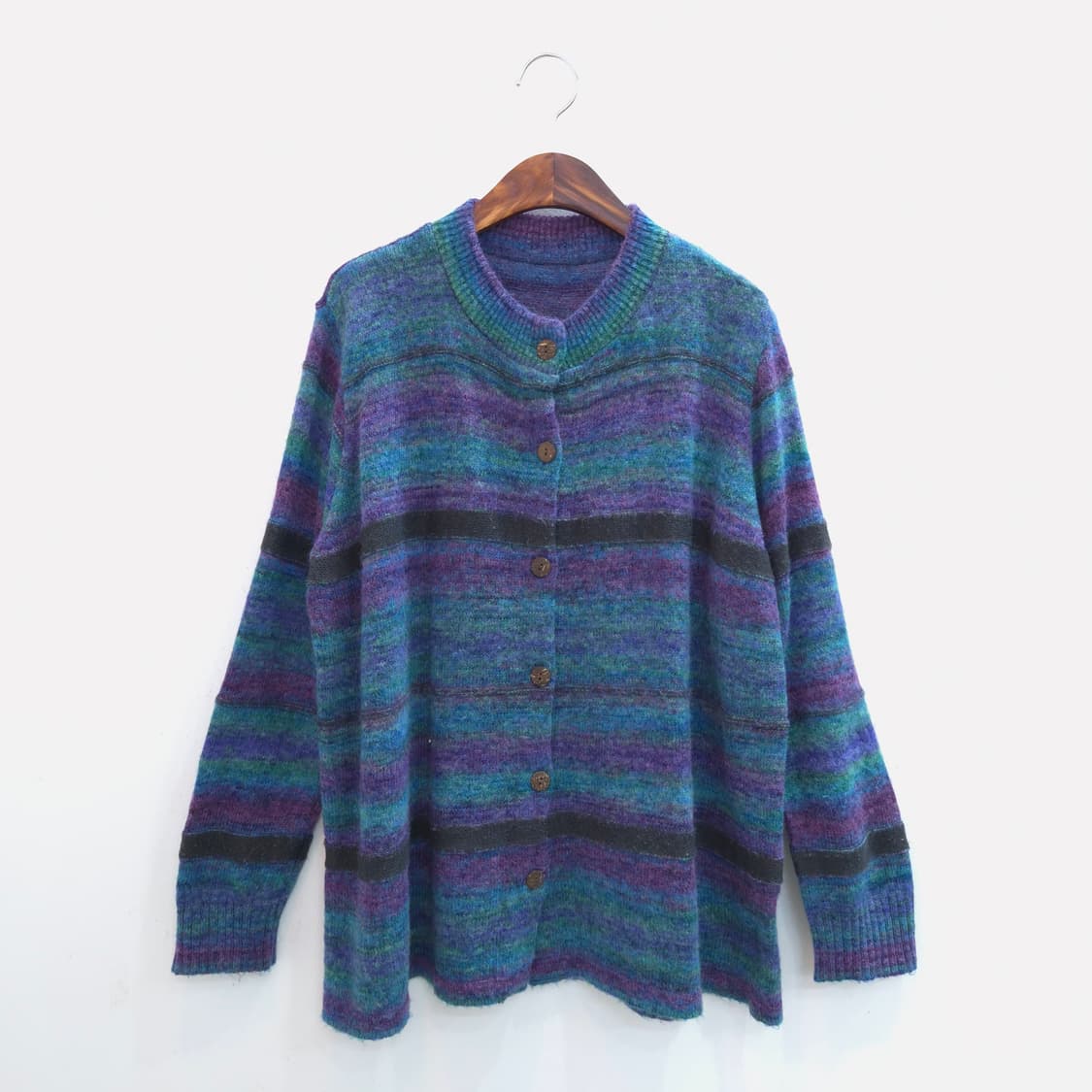 울혼방 스트라이프 가디건 일본빈티지 상품이미지1