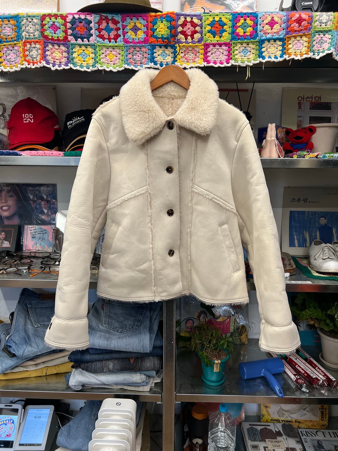 Vintage Faux Shearling Collar Jacket  상품이미지1