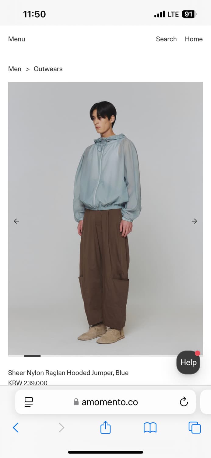 아모멘토 시어나일론 hooded jumper 윈드브레이커 M 상품이미지1