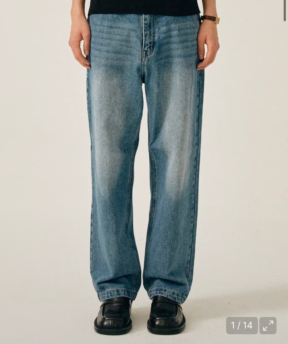 새터 테이퍼드 릴렉스 워시드 데님 팬츠 상품이미지1