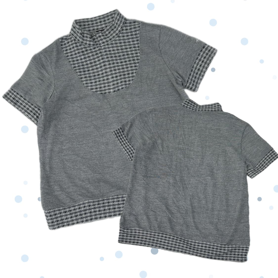  LATERRA 괴짜룩 아노락 반팔 티셔츠 체크 레이어드 락 펑크  상품이미지1