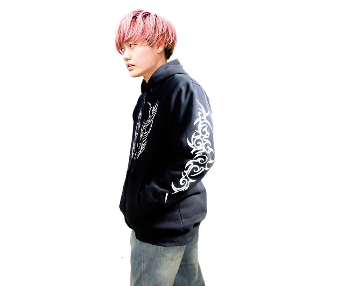 트라이벌 무늬 프린트 기모후드집업 상품이미지2