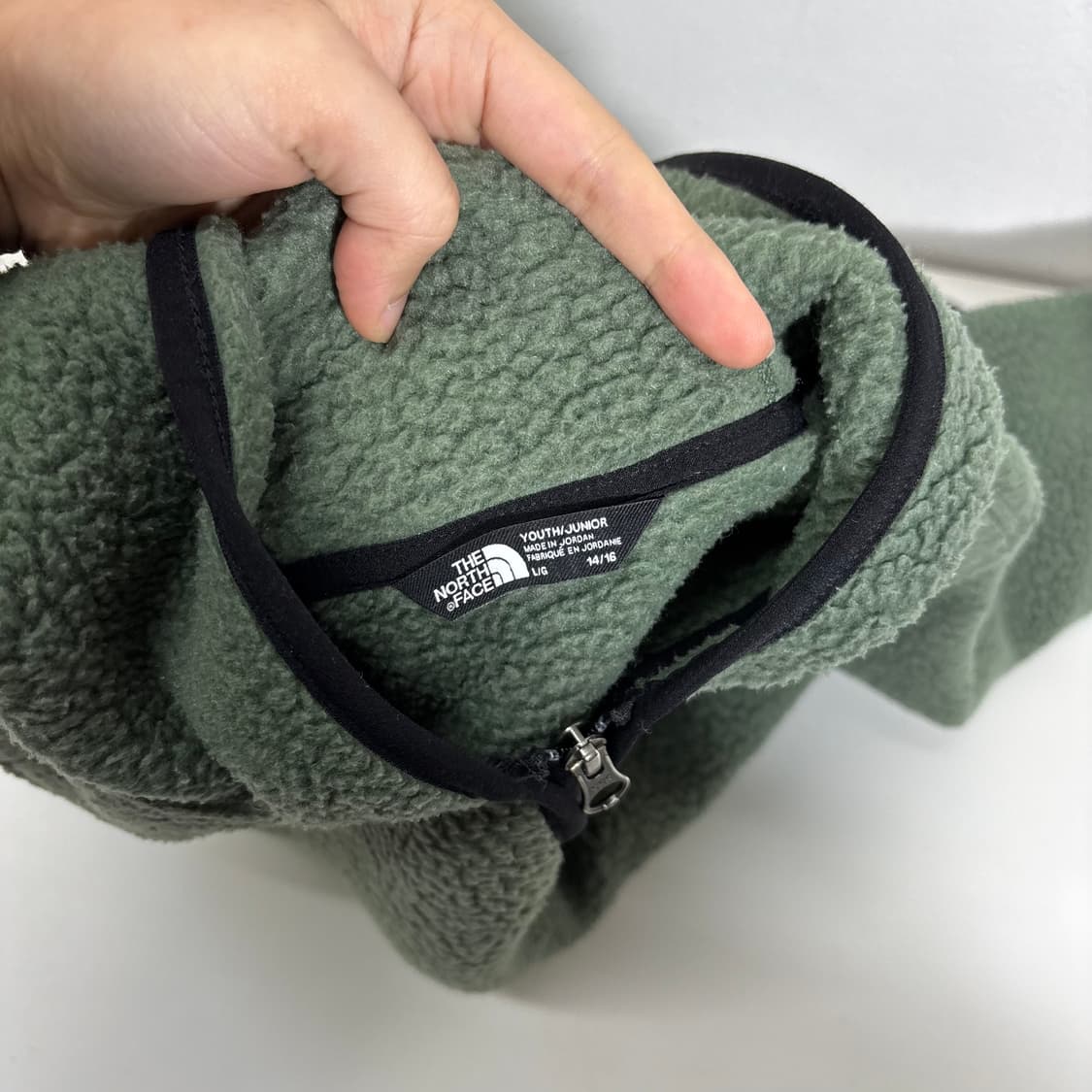 14-16Y 노스페이스키즈 그린 후드후리스 플리스집업 상품이미지4