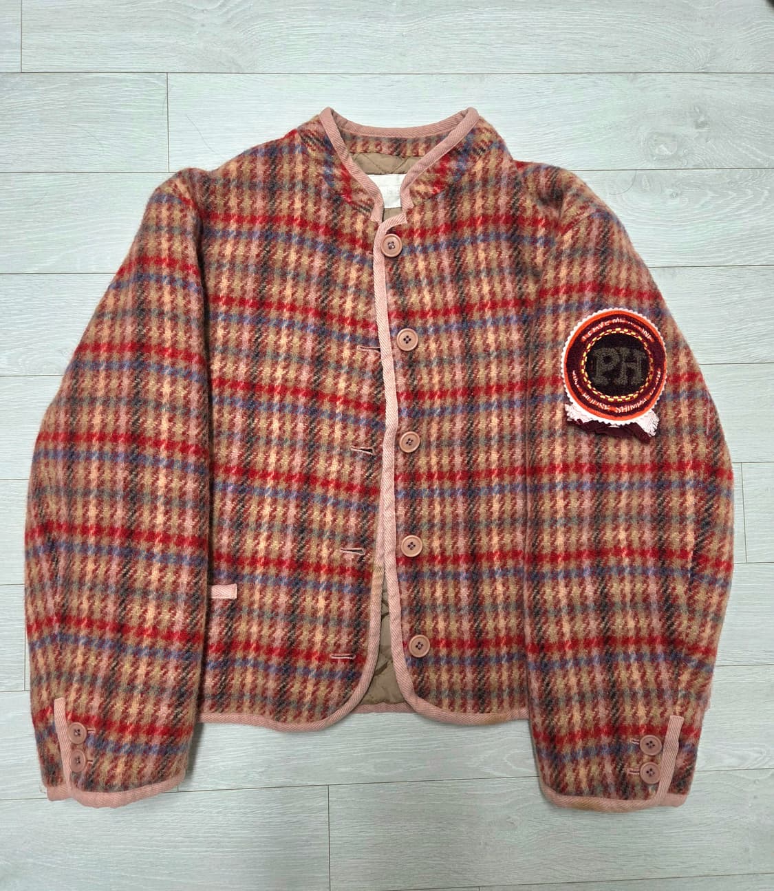 핑크하우스 체크패턴 트위드 자켓 상품이미지1