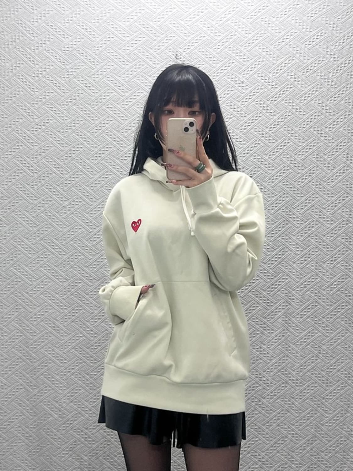 꼼데가르송 빈티지 아이보리 하트와펜 후드티 XL C11874 상품이미지1