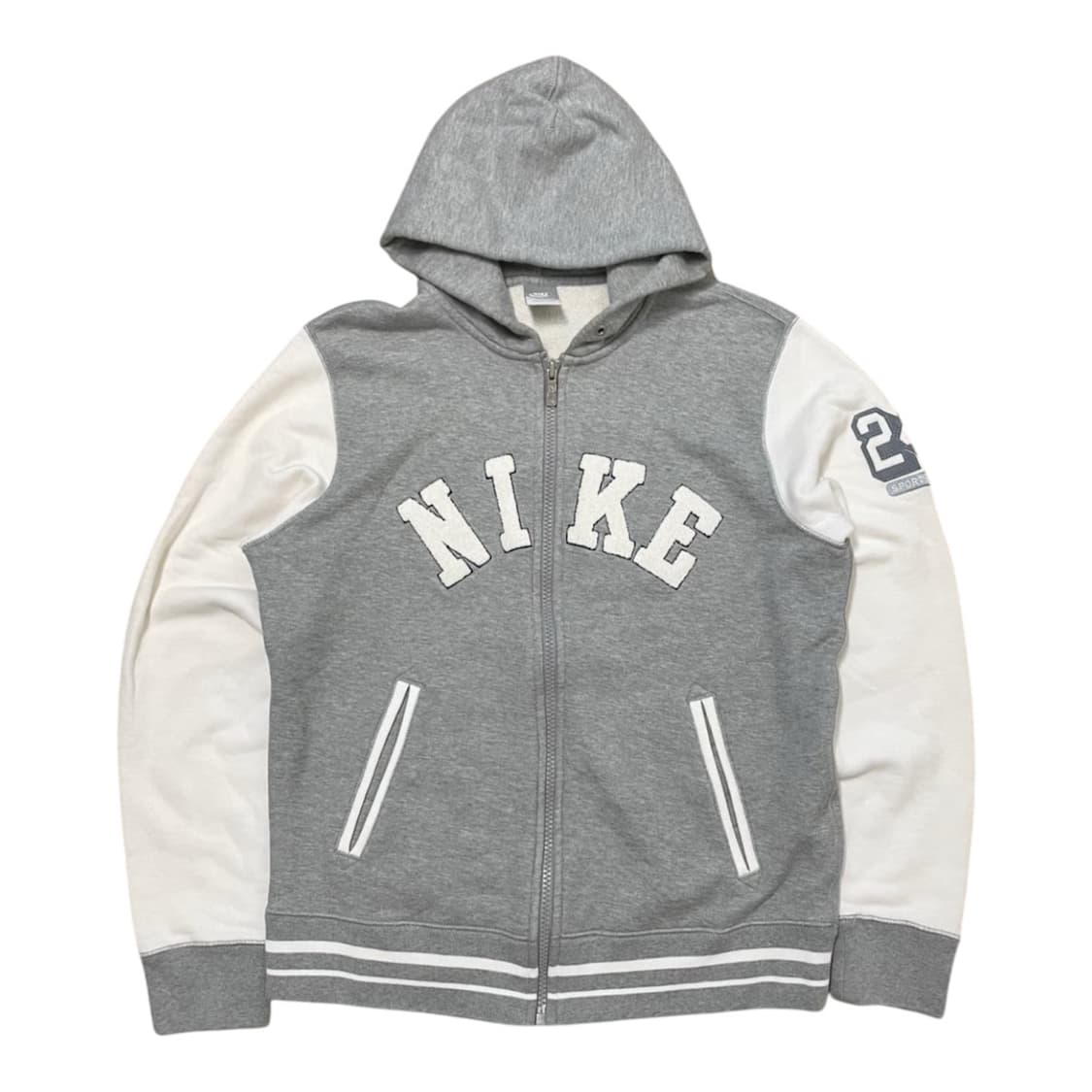 [택포] 나이키 패치 후드집업 그레이 화이트 XL 상품이미지1