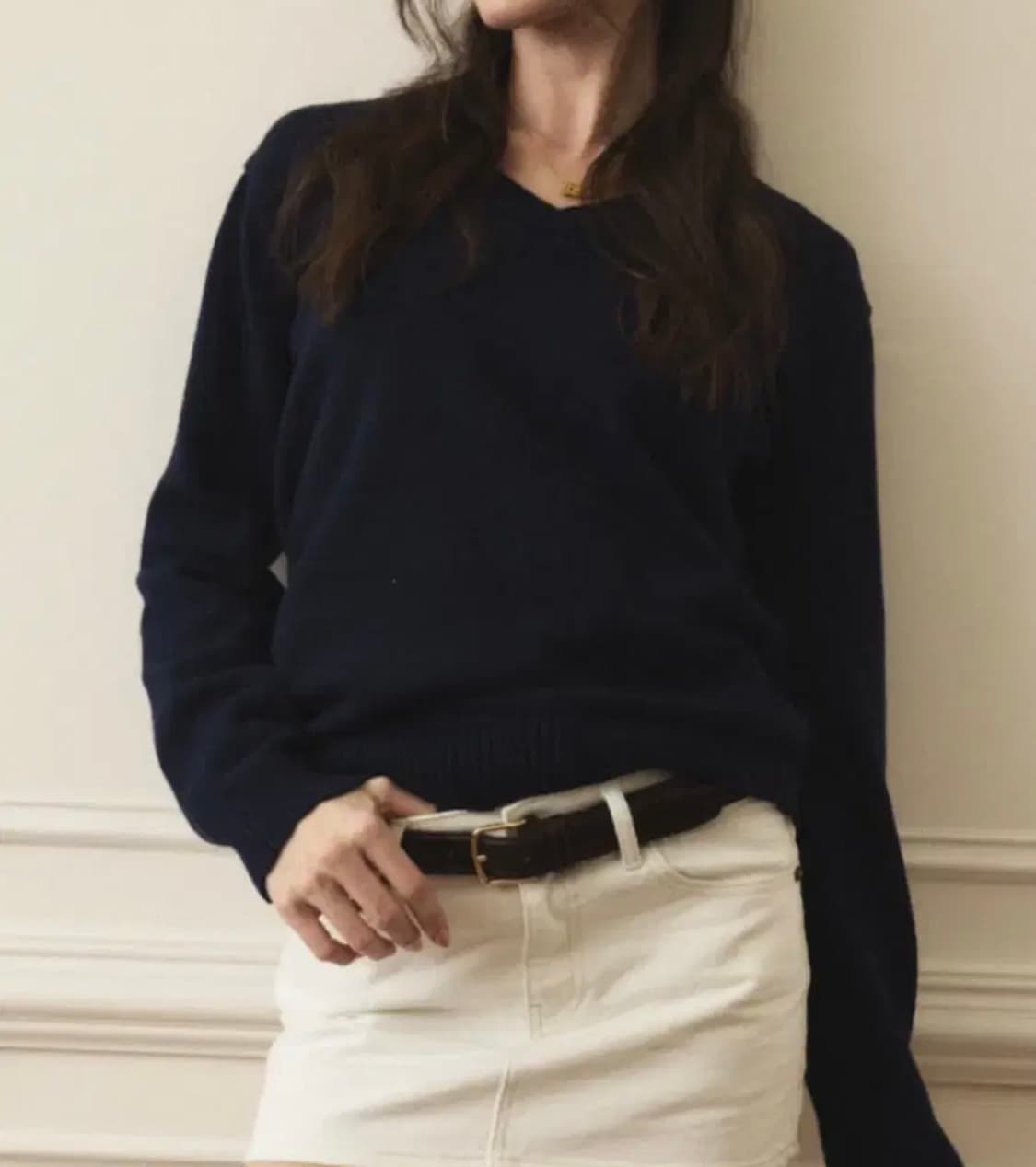 글로니 g classic 브이넥니트 네이비 상품이미지2