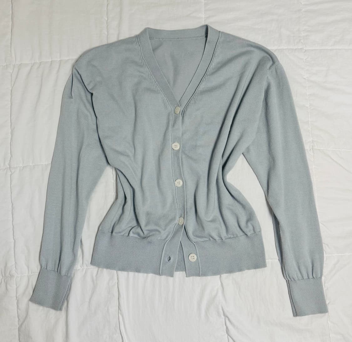 빈티지 하늘색 단추 브이넥 가디건 상품이미지1