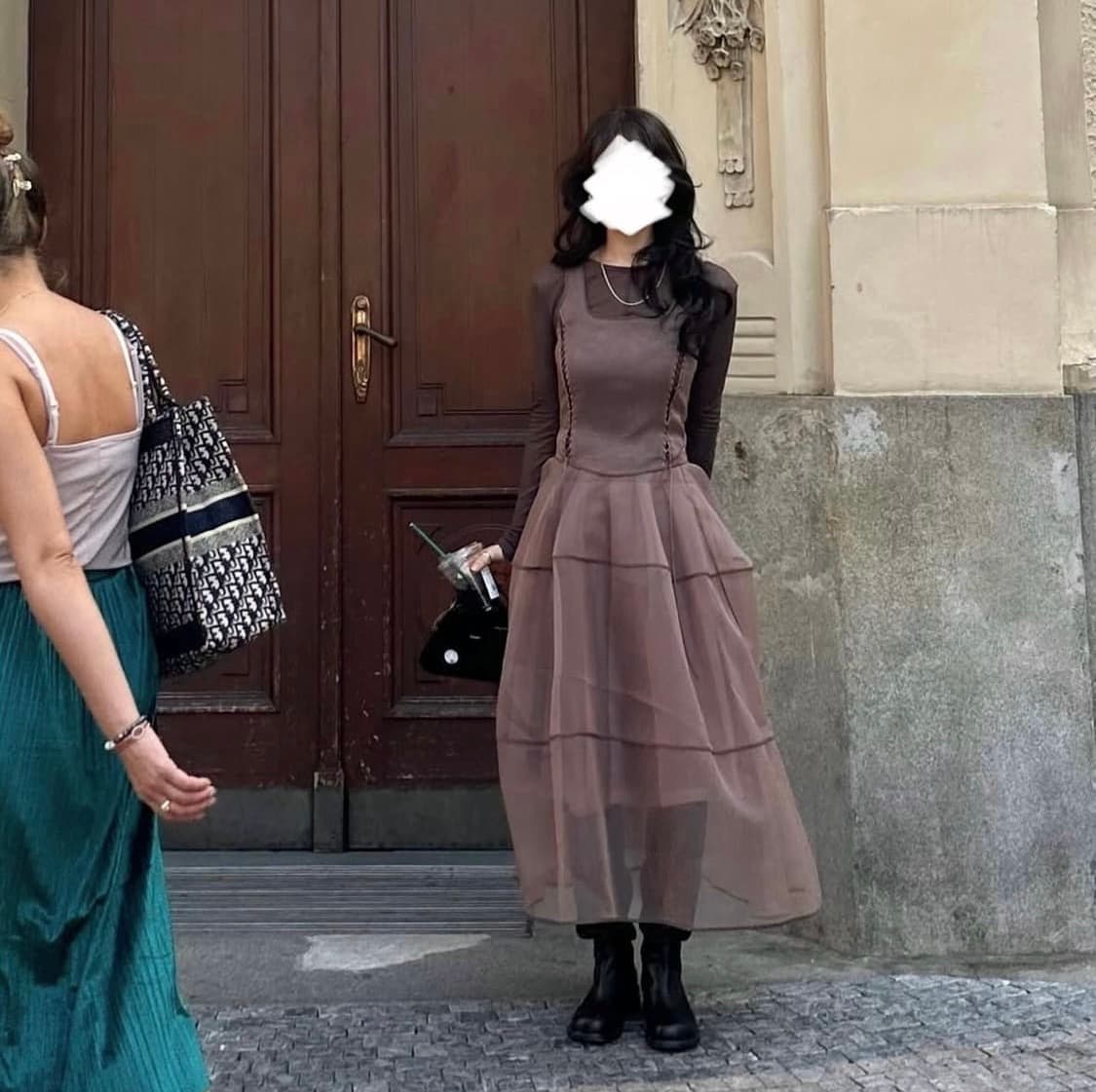 플레따 레이스업 오간자 원피스 S 상품이미지1