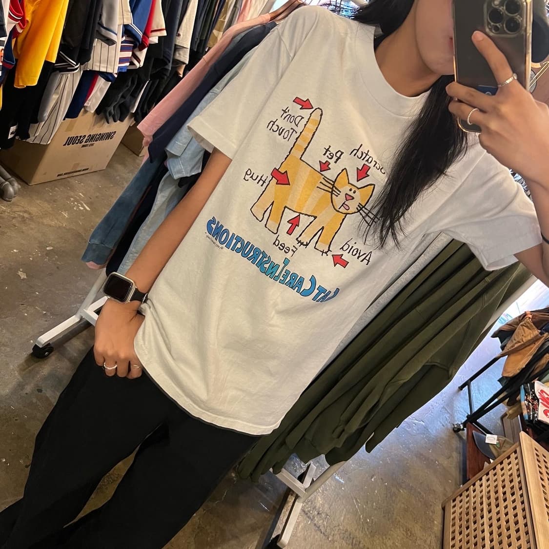Vintage cat print T-shirt 상품이미지9