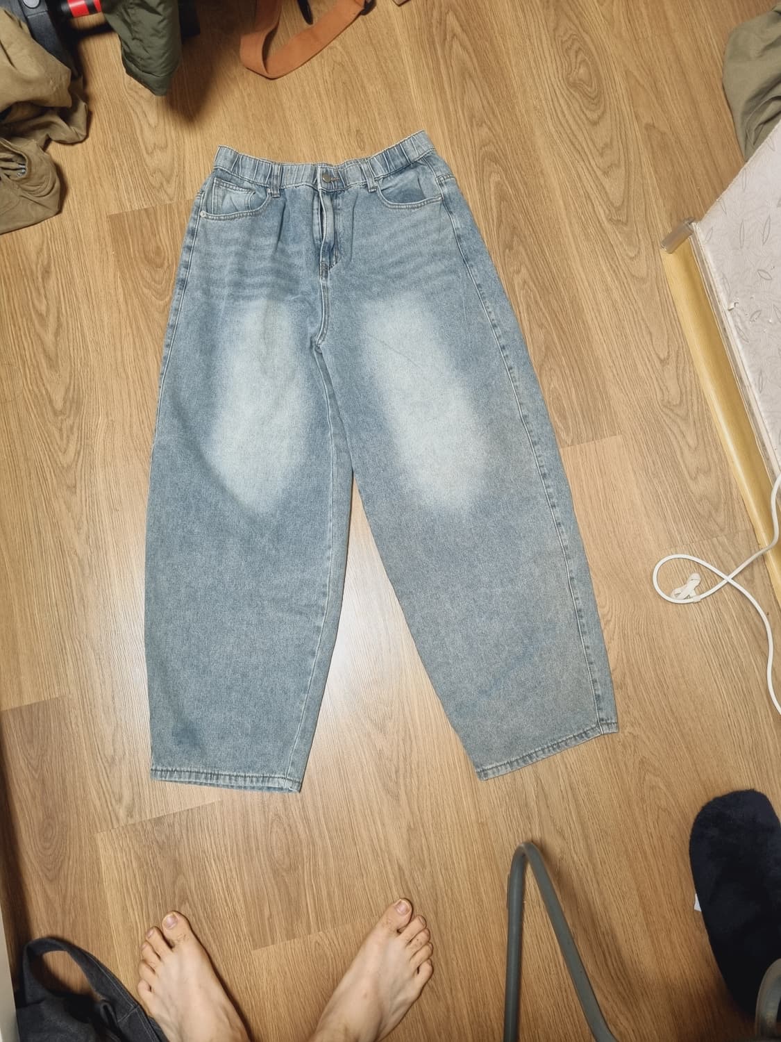 벌룬핏 워싱 인디고 데님 팬츠 상품이미지1