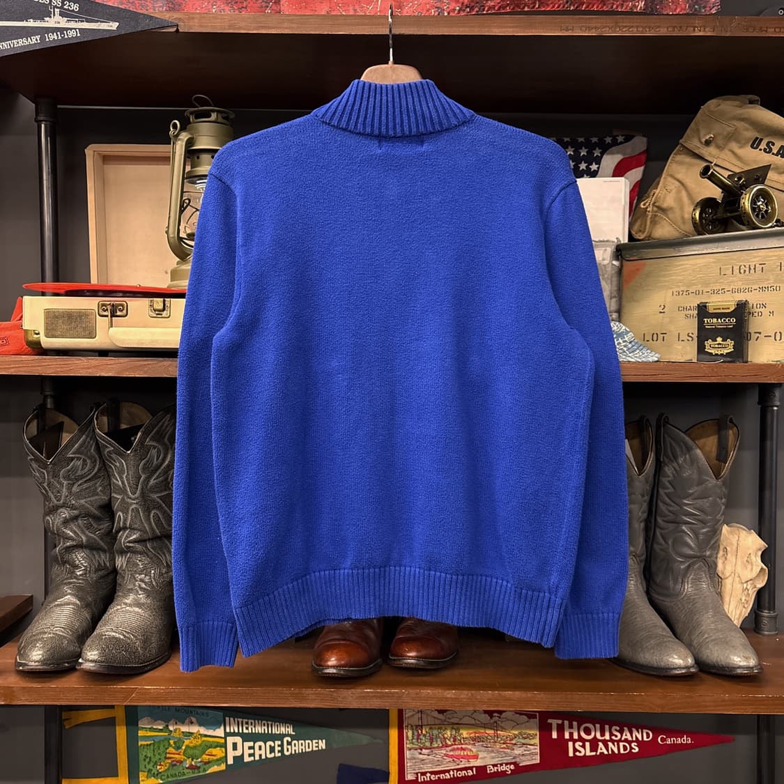 90s 폴로 랄프로렌 청키립 하프집업 니트 스웨터 코발트블루 N989 상품이미지2