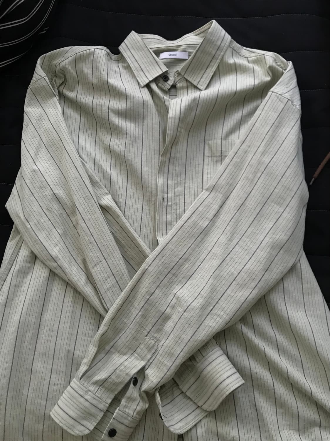 스트라이프 그린 셔츠 상품이미지1