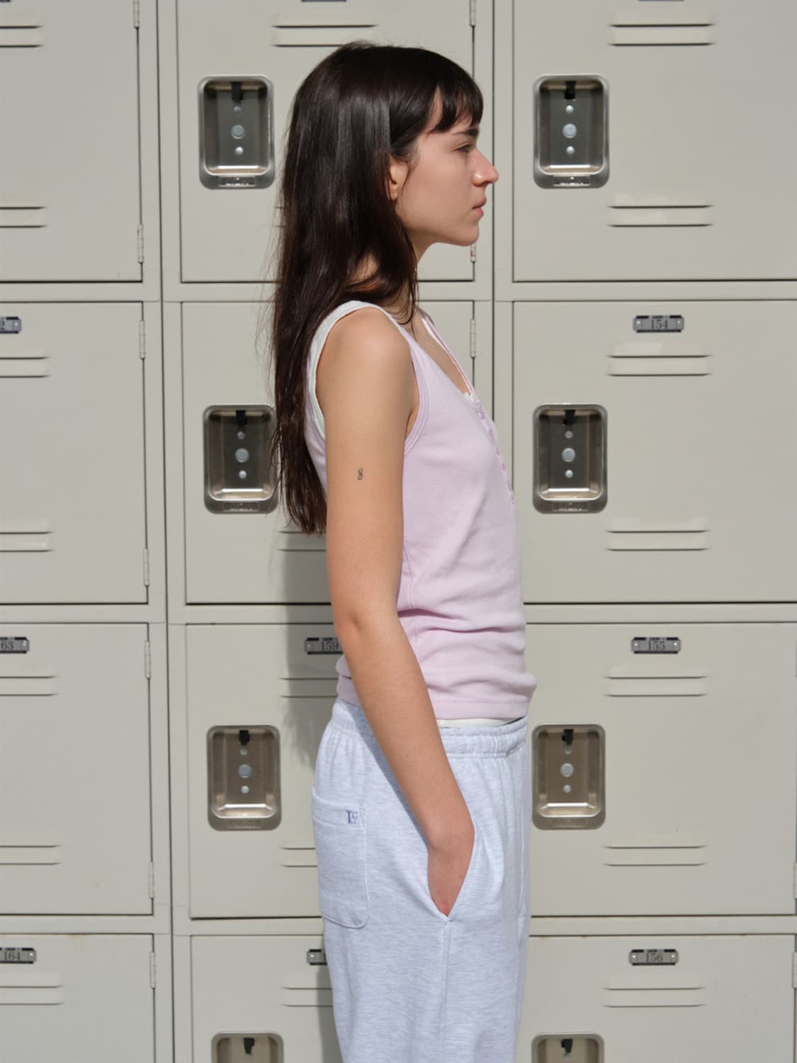 Sleeveless Henry Henley Tee (Light Pink) 상품이미지4