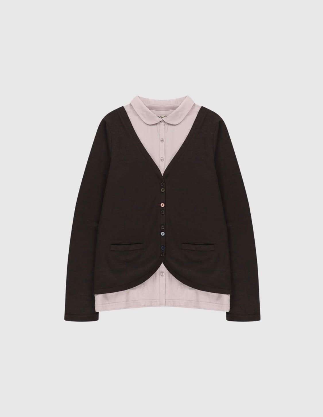 코이세이오 레이어드 셔츠 가디건 브라운 상품이미지1