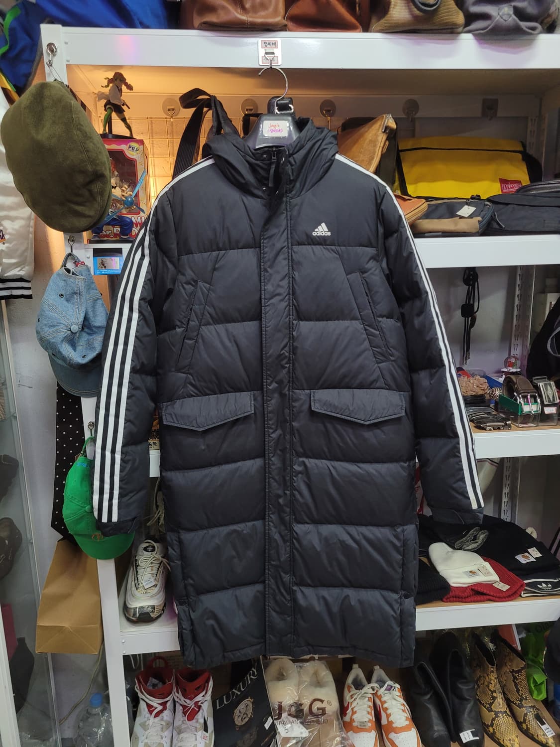 Adidas 아디다스 삼선 블랙 롱패딩 (오리털) 상품이미지1