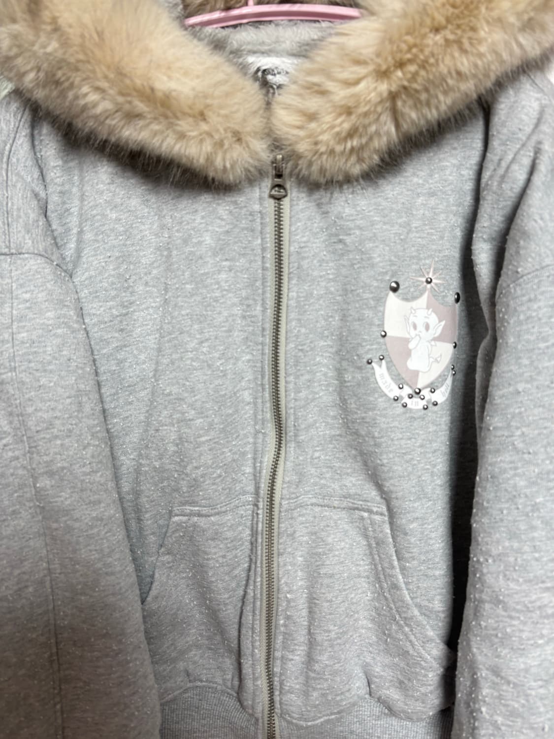 노드레스 그레이 퍼 후드집업 상품이미지2