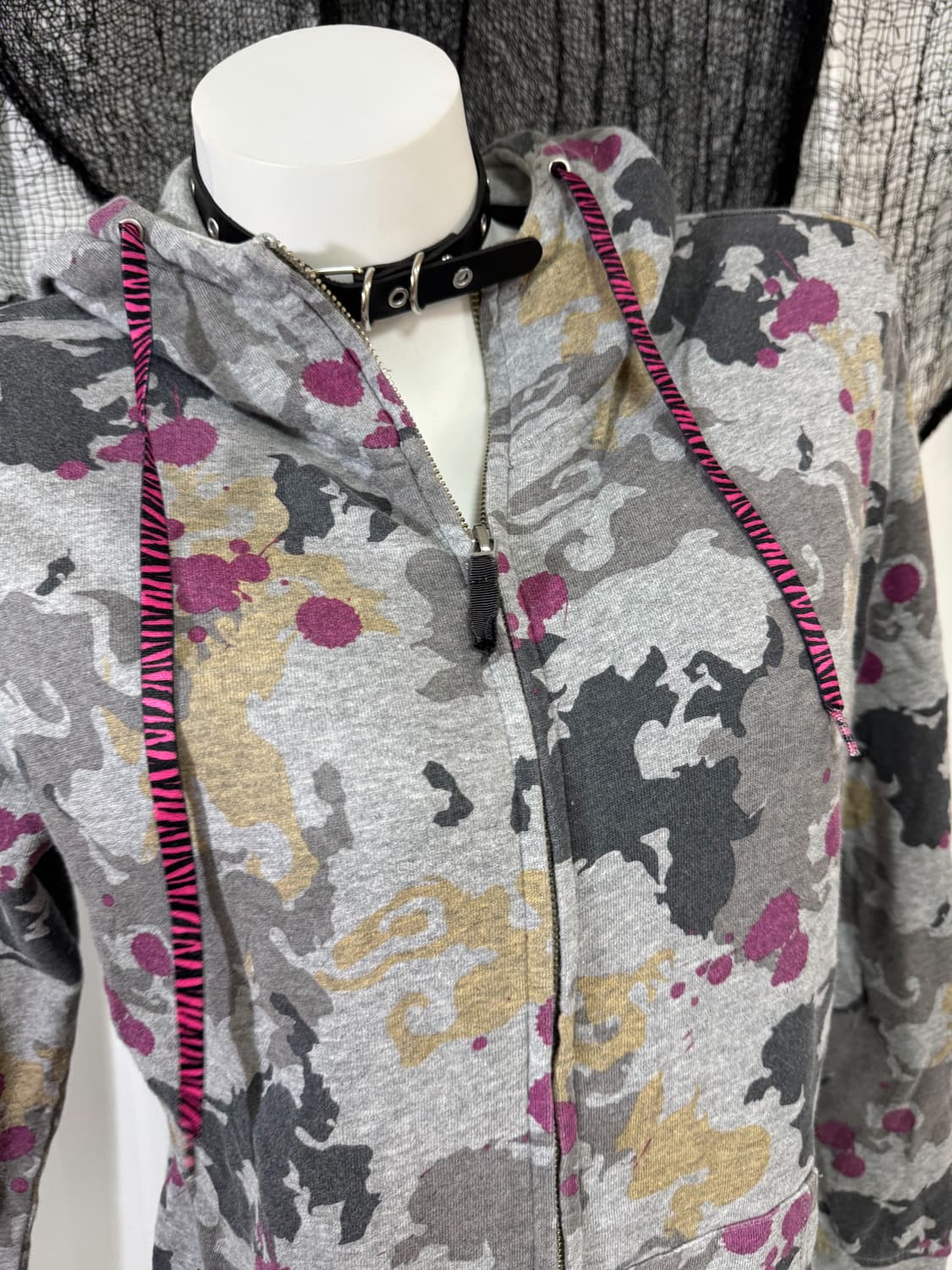 gray printing hood zip up 상품이미지2