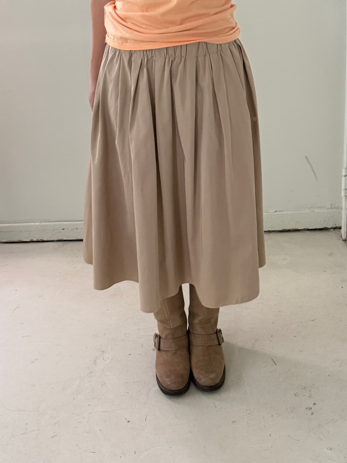 일본빈티지 베이지 바스락 롱스커트 상품이미지2