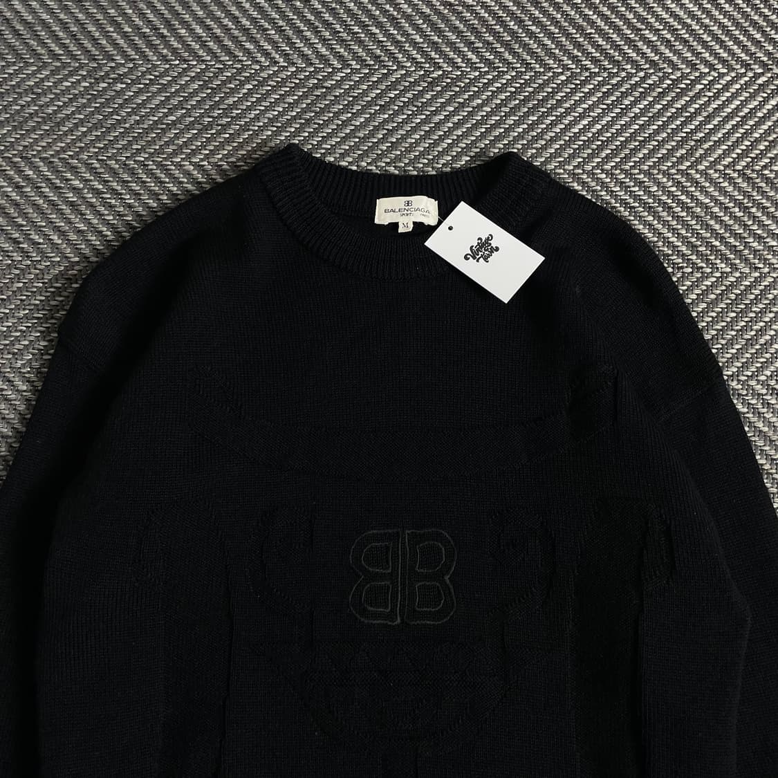 90s 발렌시아가 아카이브 빅로고 니트 블랙y 3629 상품이미지5