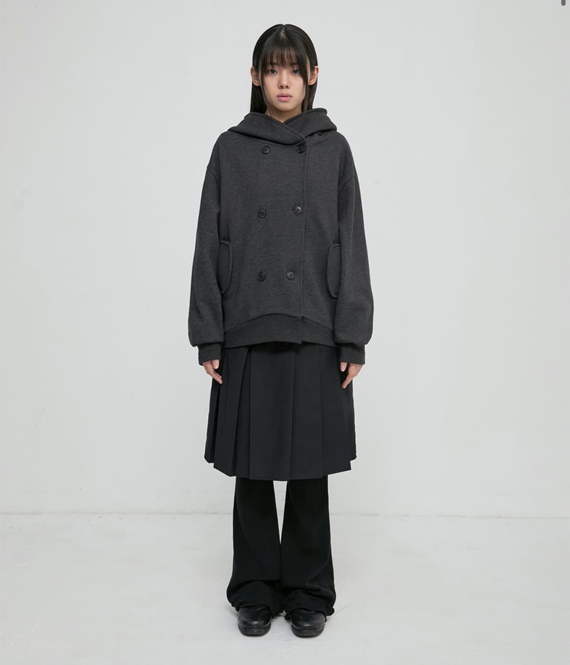 플레어업 더블 후디 (차콜) 상품이미지2