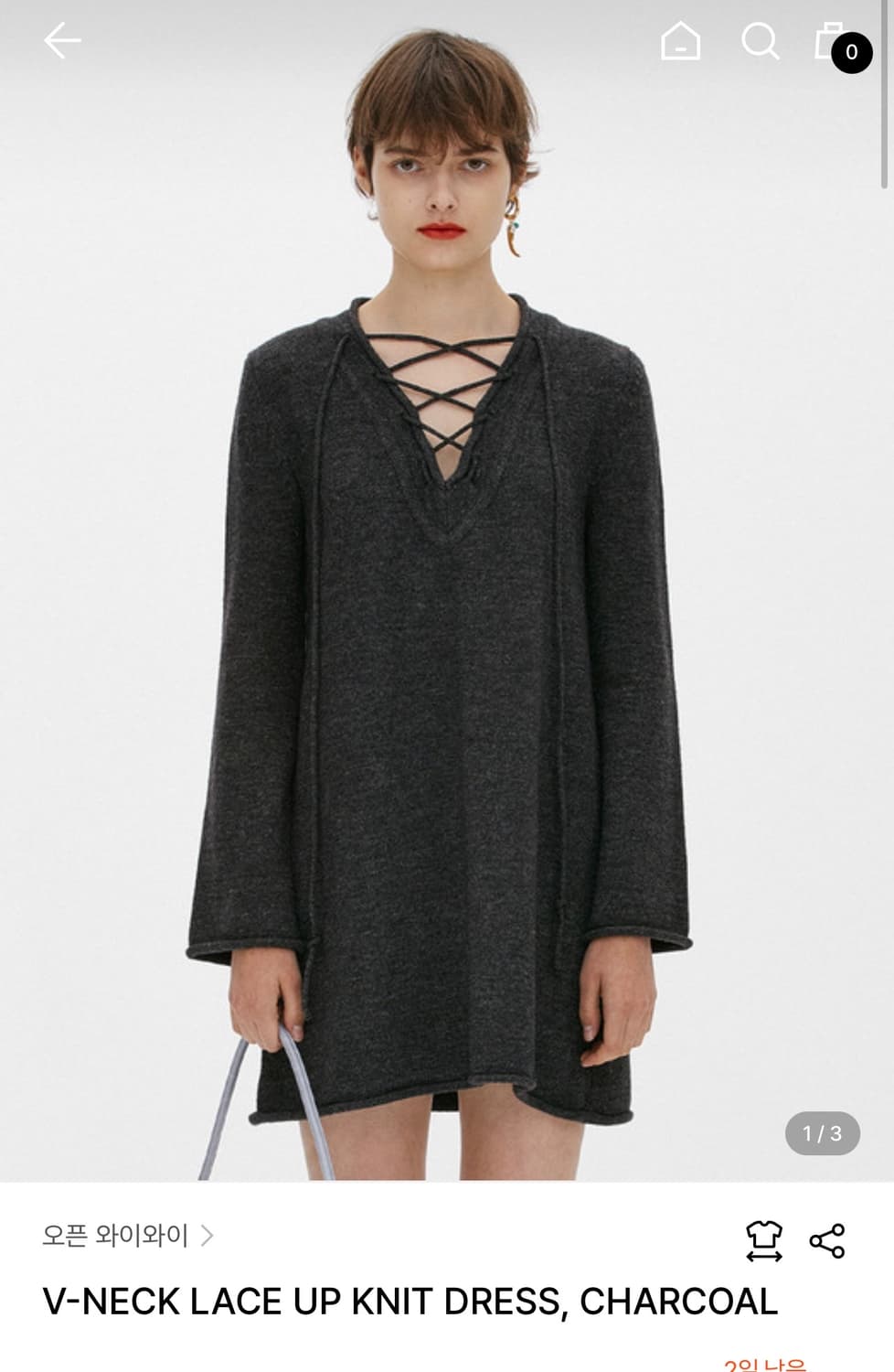 더오픈프로덕트 레이스업 브이넥 니트 원피스 상품이미지1
