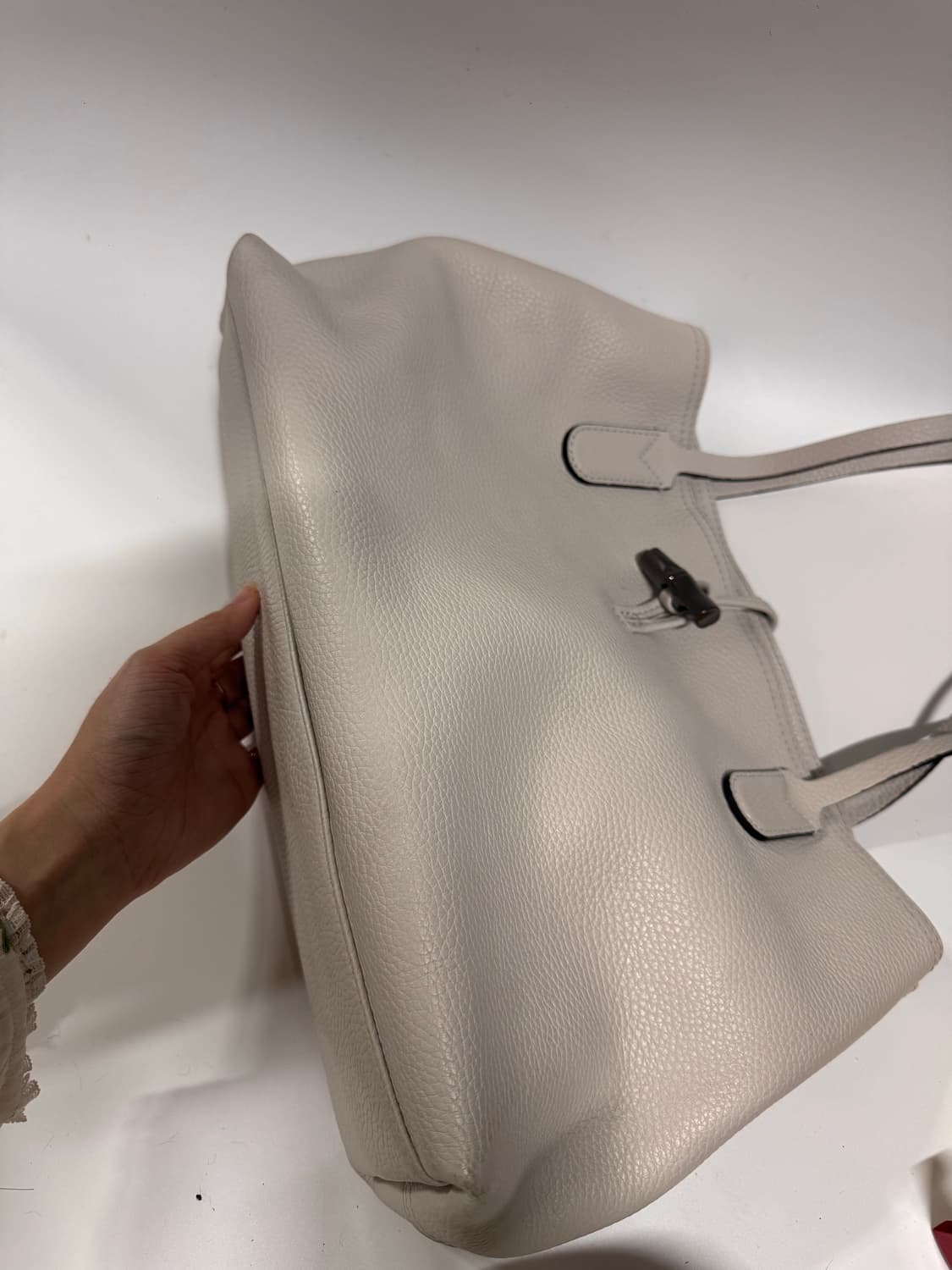 롱샴 아이보리 가죽 숄더백 상품이미지5