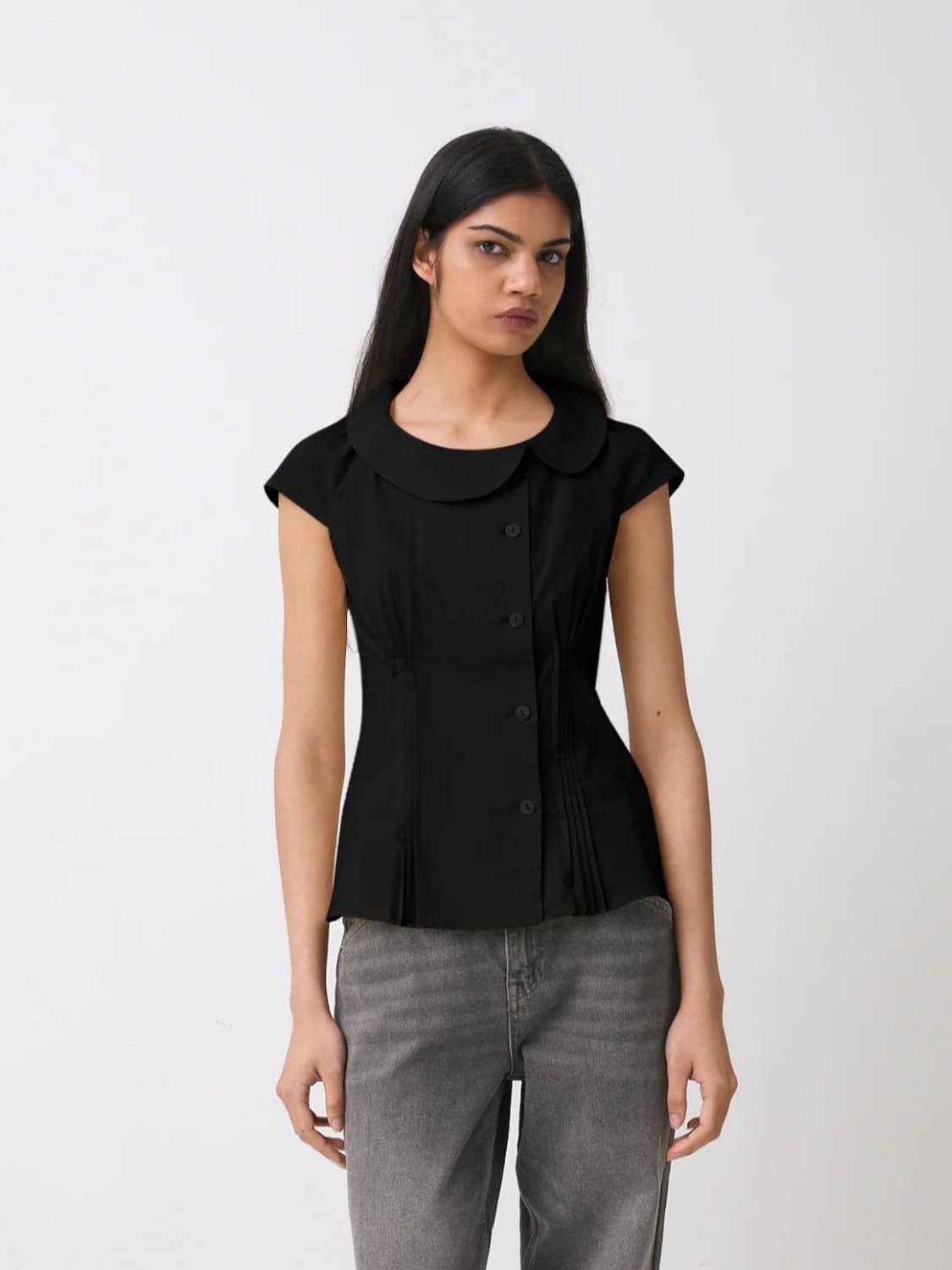 블랙 반팔 톱 상품이미지1