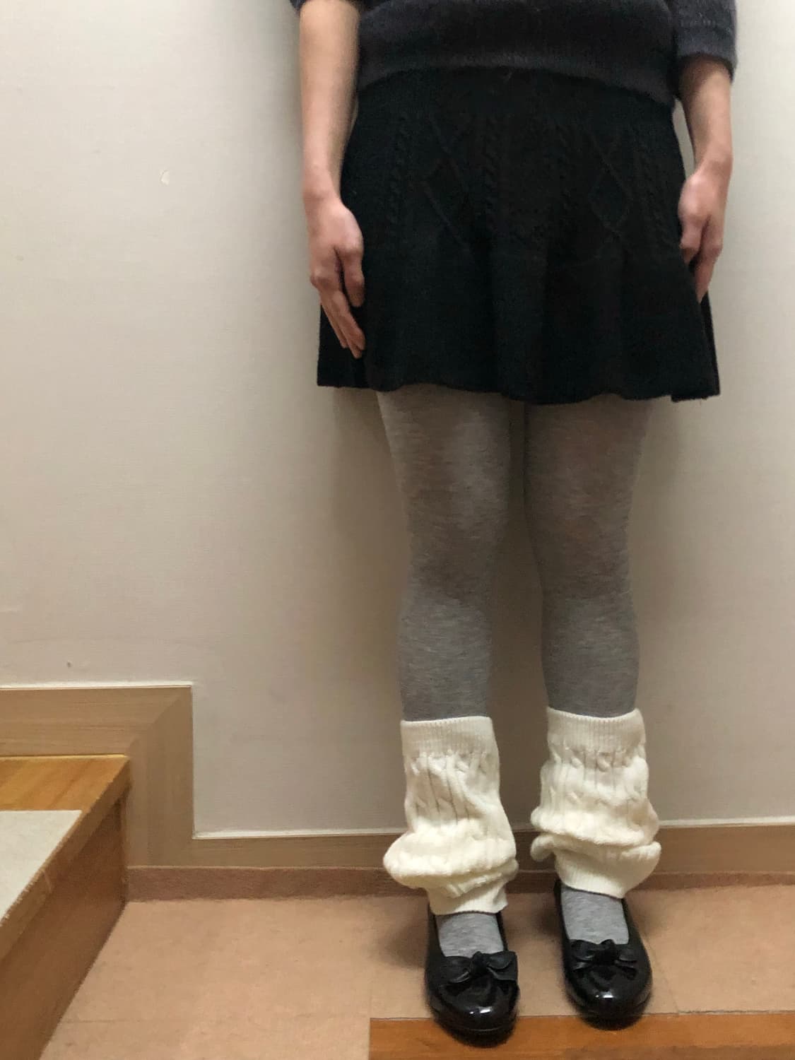 빈티지 블랙 니트 플레어 스커트 상품이미지8