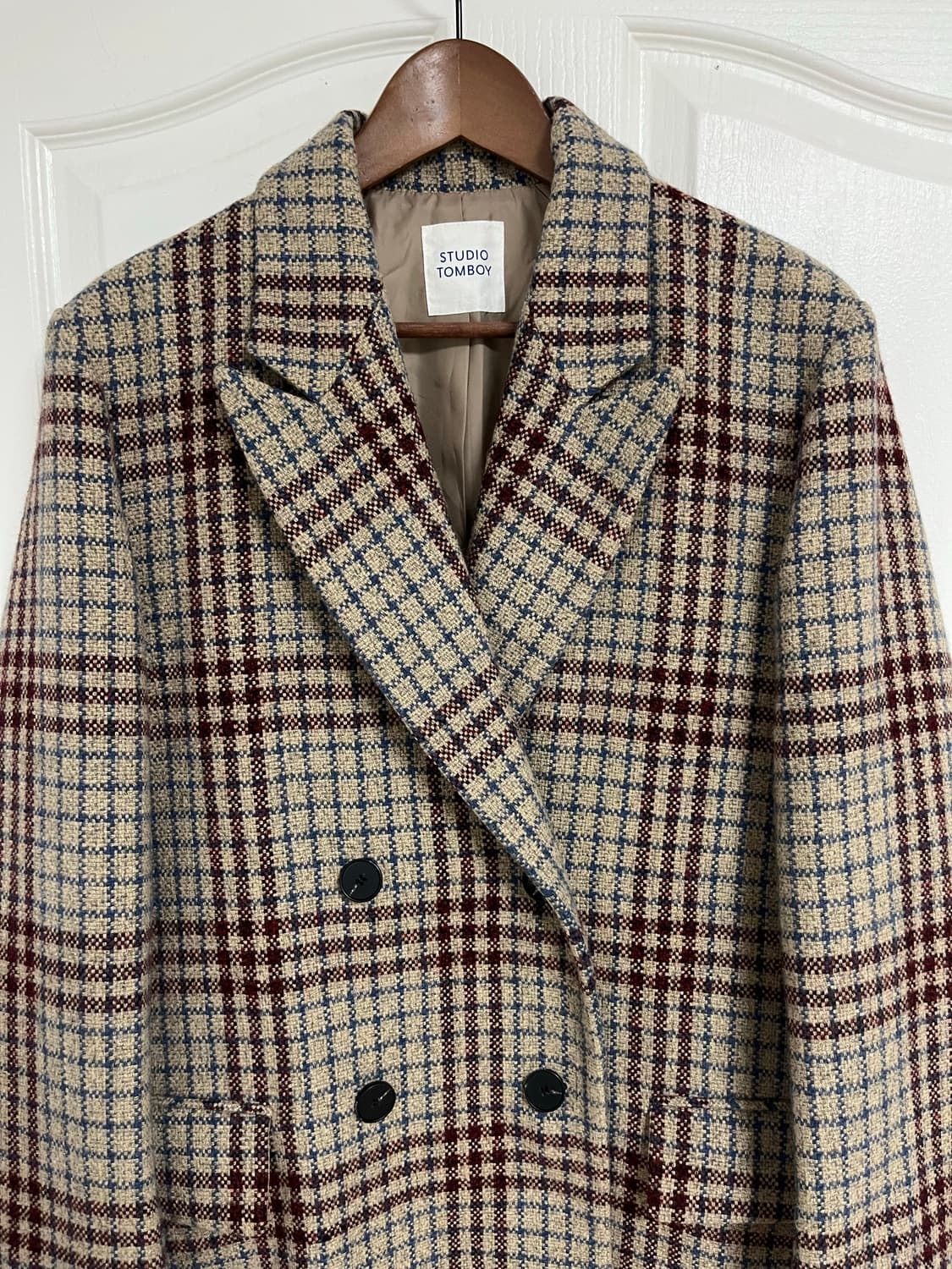 톰보이 테일러드 롱 체크 코트 (오버핏) 상품이미지3