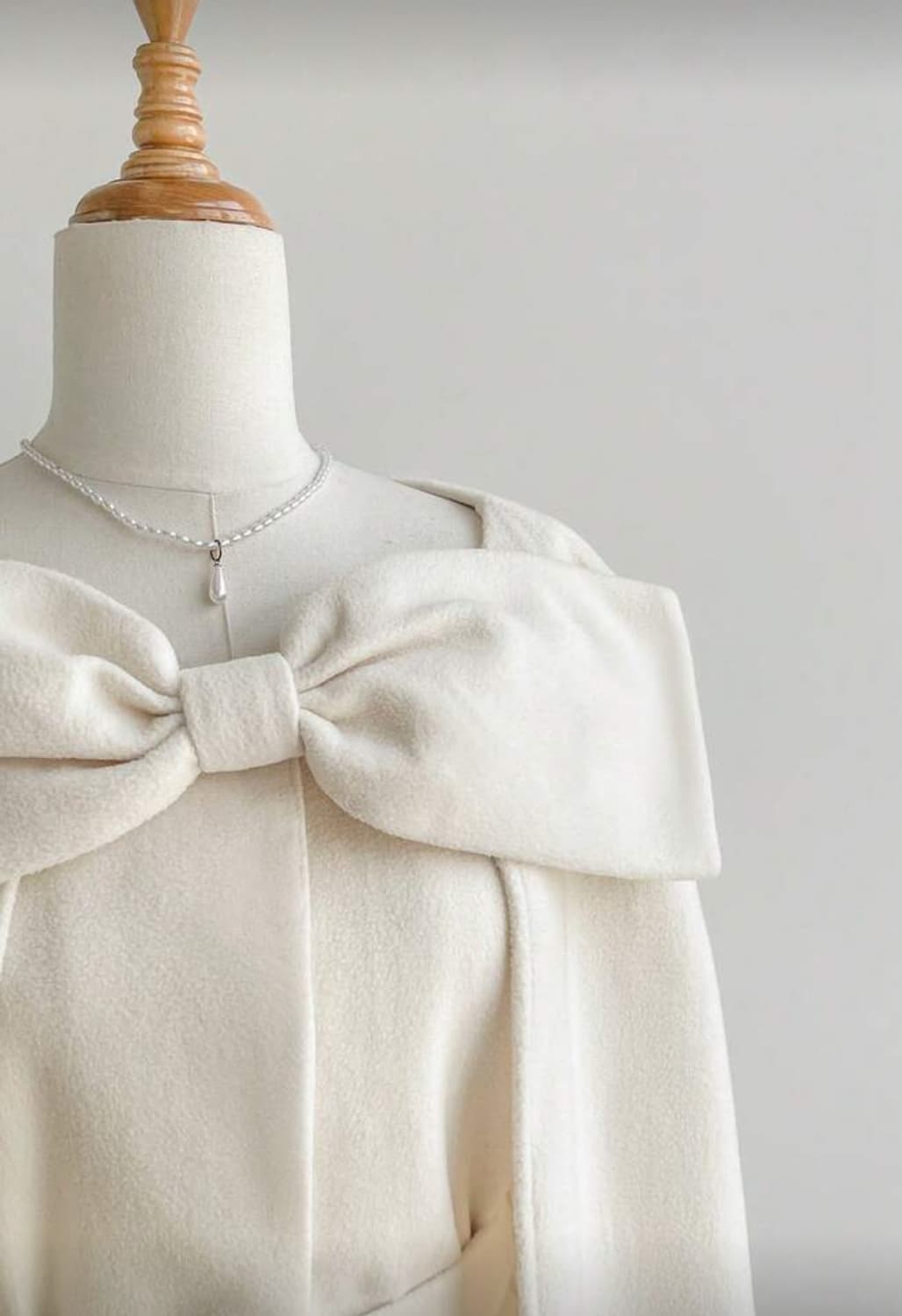 갸루 지뢰계 리본 케이프 코트 아이보리 퍼 새상품 상품이미지4