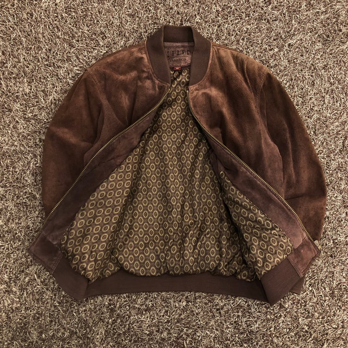 Shane 90s 빈티지 돈피 스웨이드 브라운 블루종 자켓 상품이미지3