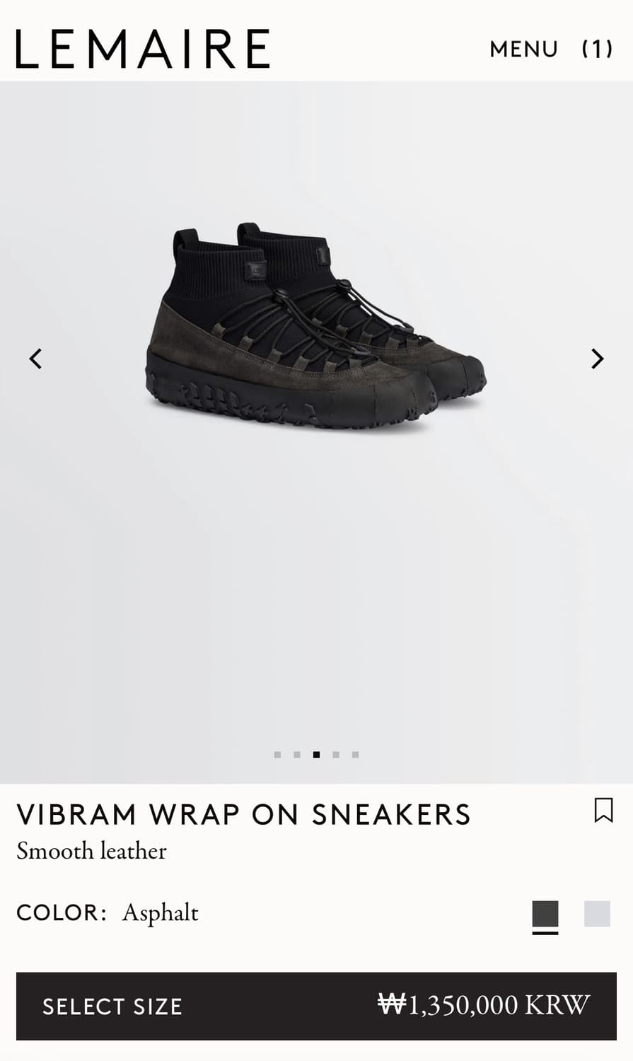 [41,42,43]르메르 25fw 비브람 랩 온 스니커즈/아스팔트 상품이미지6