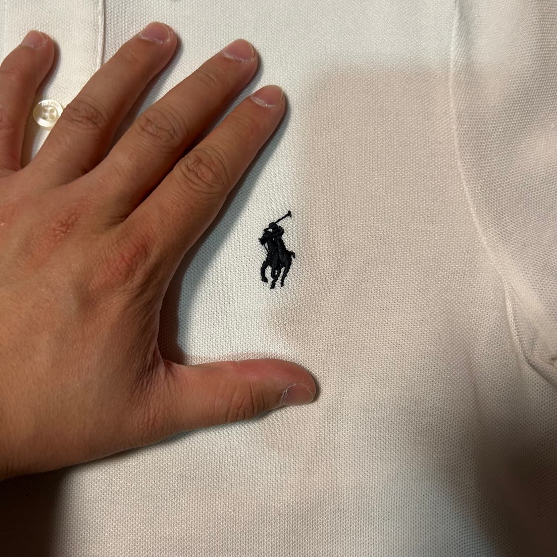 [M] 랄프로렌 슬림핏 화이트 포니 로고 카라 반팔 상품이미지2