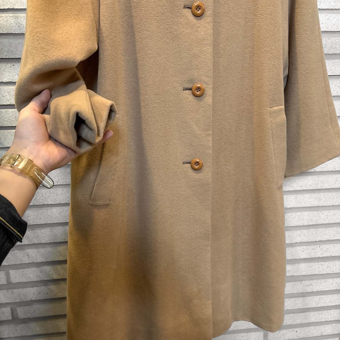 JPN VINTAGE 울 싱글 코트 래글런 슬리브 카라넥 디테일 베이지 상품이미지5