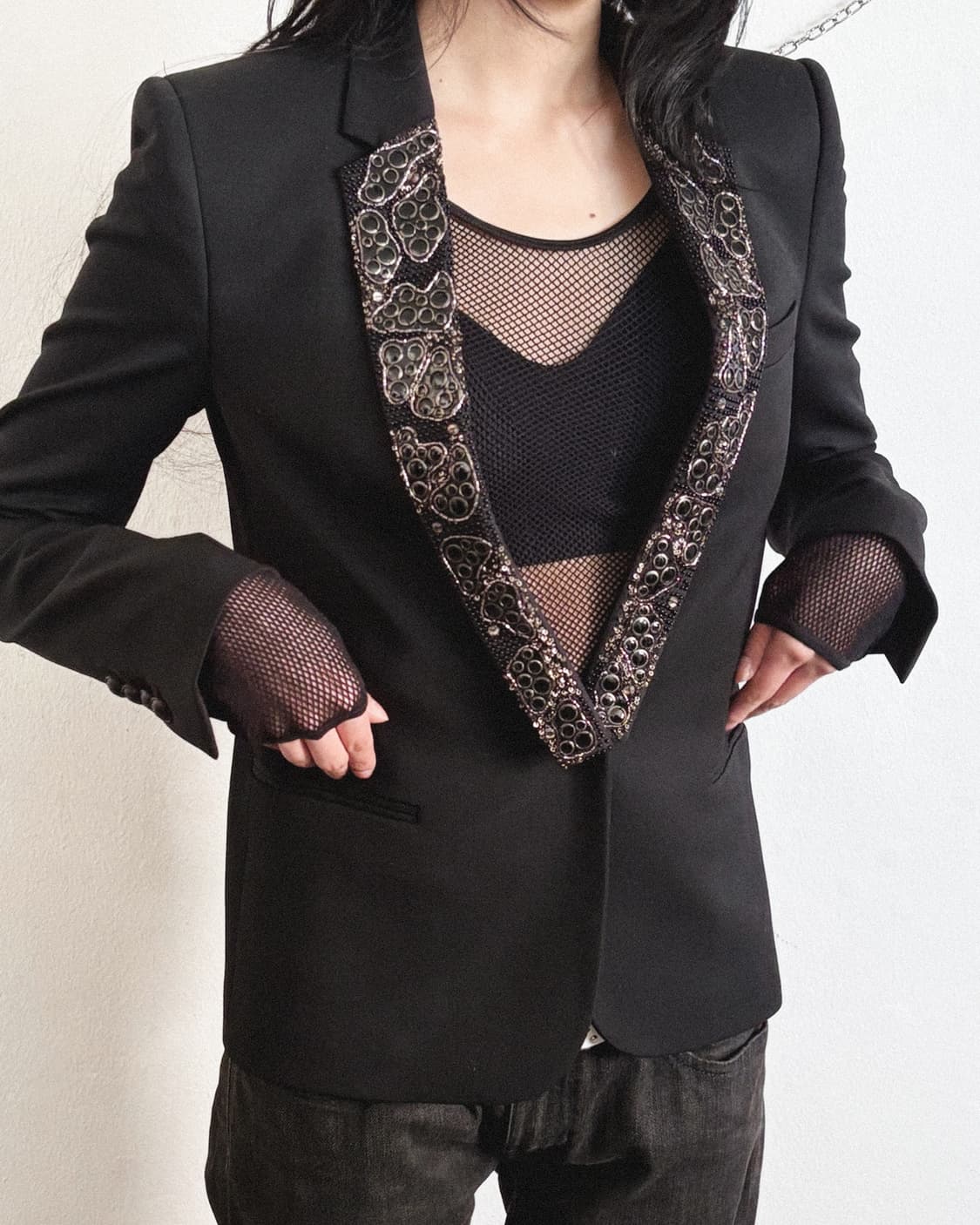 더 쿠플스 메탈 라펠 나이프핏 블레이져 상품이미지4