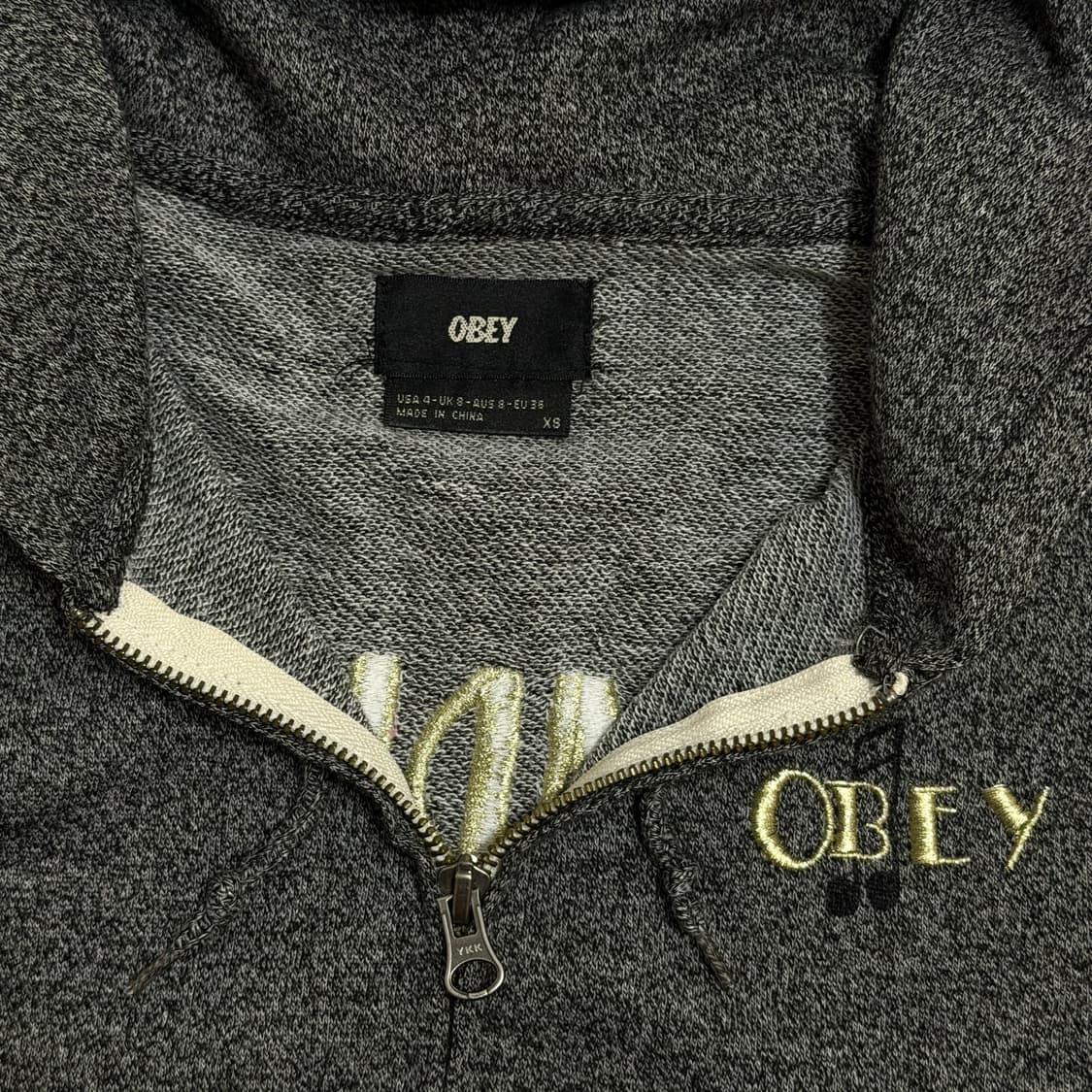 10s OBEY RADIO 자수 그래픽 슬림 후드 집업 상품이미지3