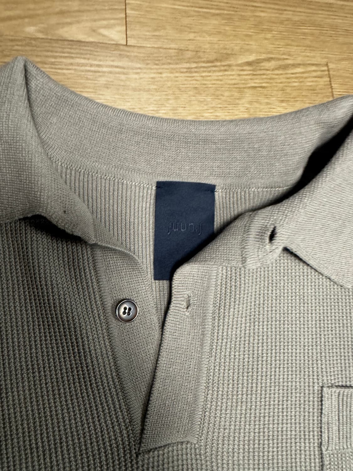 준지 JUUN.J ARCHIVE 티칼라 와플 니트 롱슬리브 - 카키 L 상품이미지2