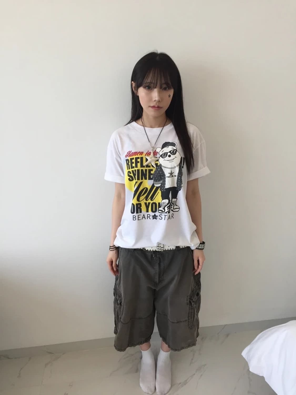 Bear Star Reflecting Tee White 상품이미지1
