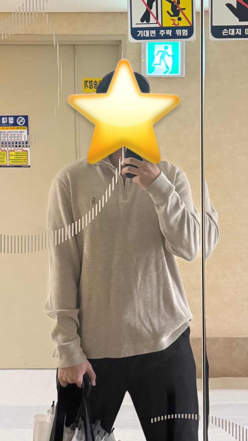 폴로 반집업 니트 베이지 L 상품이미지1