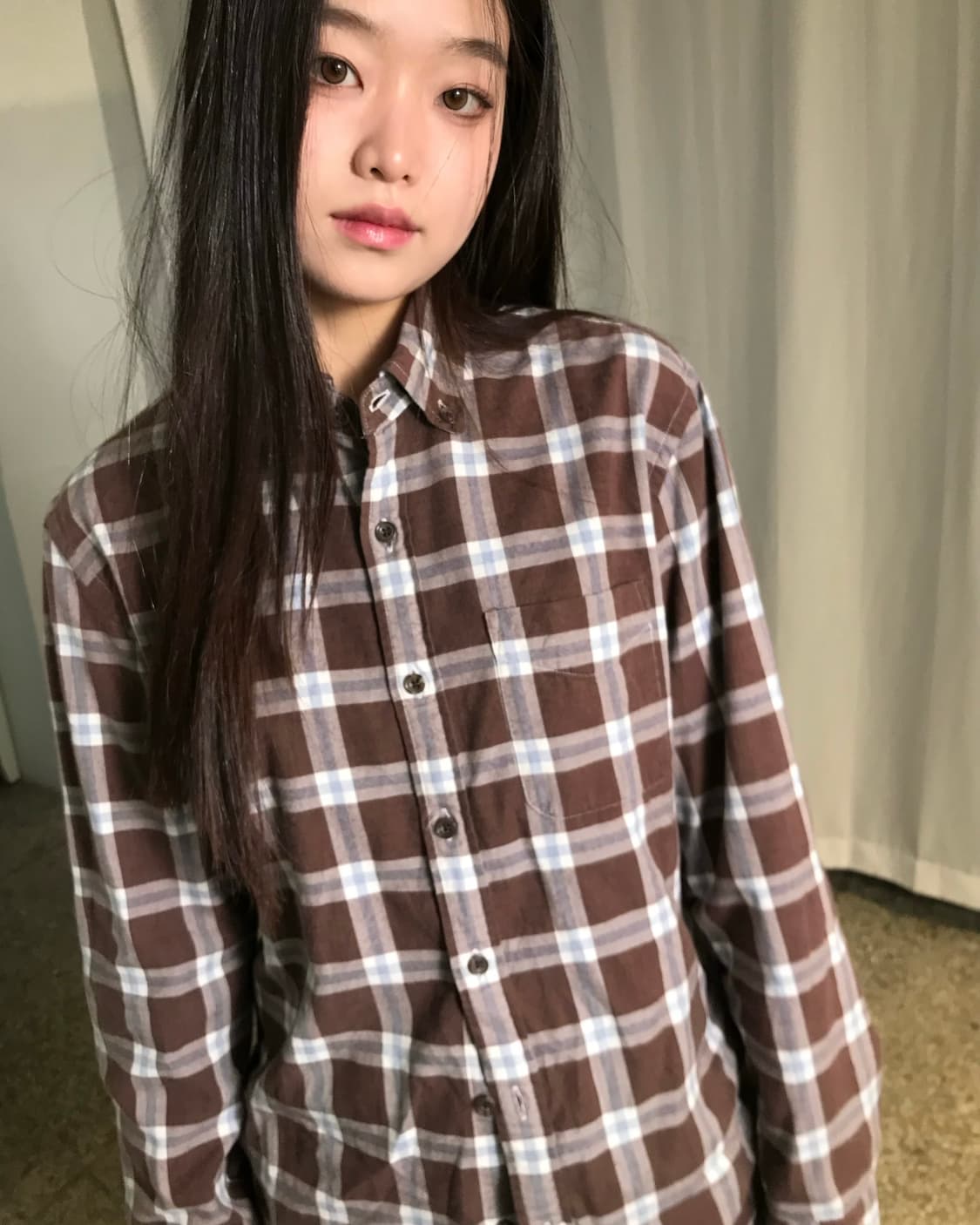 브라운 체크 셔츠  상품이미지1