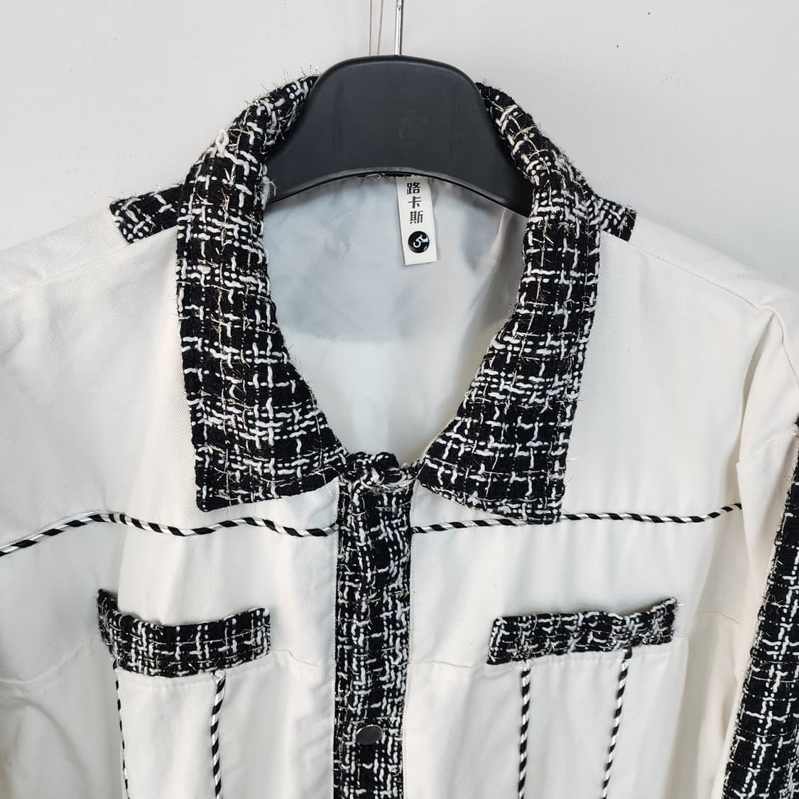 명품 화이트 트위드 배색 자켓 상품이미지2