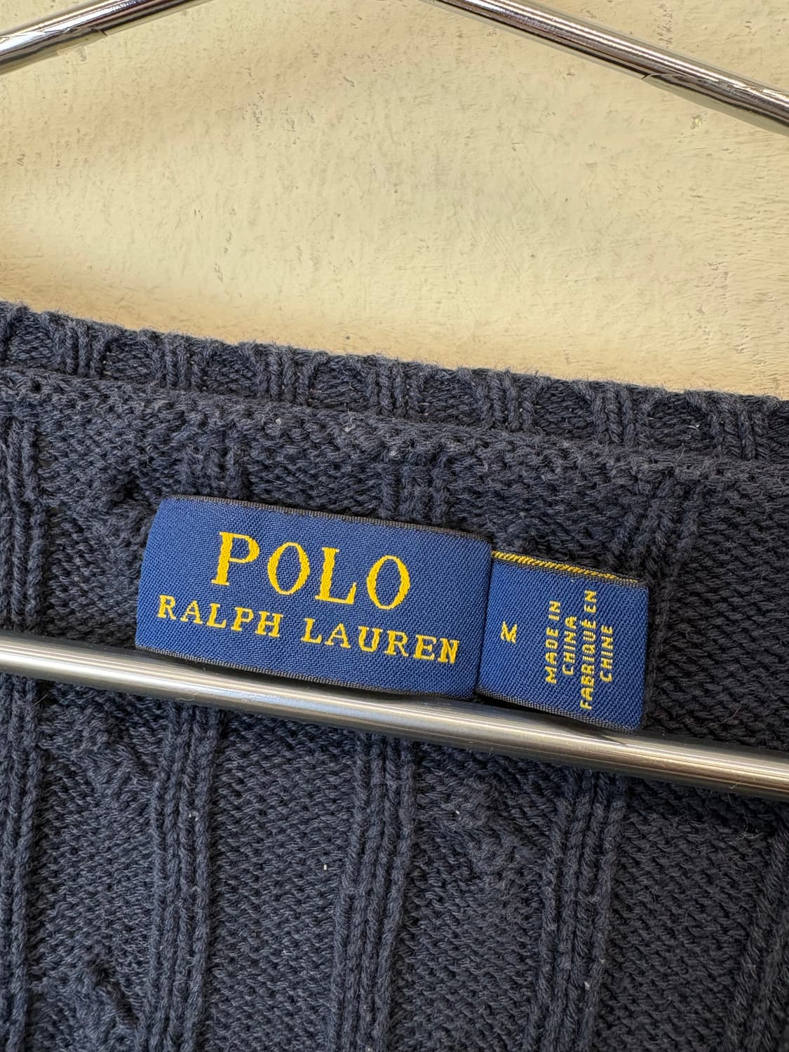 폴로랄프로렌 브이넥 케이블 니트 네이비 상품이미지5