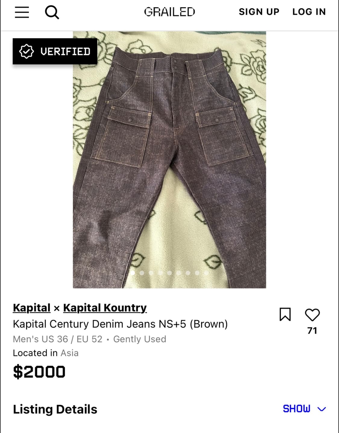 캐피탈 센츄리 데님 N5 부쉬맨 34사이즈 상품이미지4